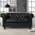 Hertford Chesterfield Faux Leather 2 Seater Sofa In Black